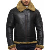 Men's Real Shearling Sheepskin Leather Flying Jacket Aviator BNWT