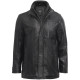 Mens Brown Mid Length Warm Real Leather Jacket -Finn
