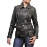 Ladies Women Stylish Red Leather Biker Jacket-Kate