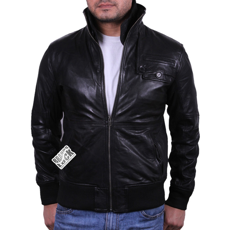 unik leather bomber jacket