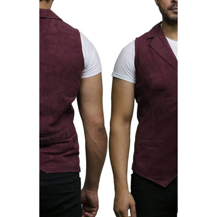 Mens Leather Waistcoat From Smooth Exclusive Goat Suede Classic Smart Brown Leather Waistcoat