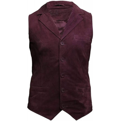 Mens Leather Waistcoat From Smooth Exclusive Goat Suede Classic Smart Brown Leather Waistcoat