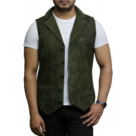 Mens Leather Waistcoat From Smooth Exclusive Goat Suede Classic Smart Leather 