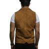 Mens Leather Waistcoat From Smooth Exclusive Goat Suede Classic Smart Brown Leather Waistcoat