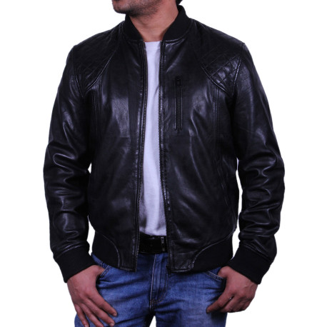 Men's Leather Bomber Jacket - Detroit