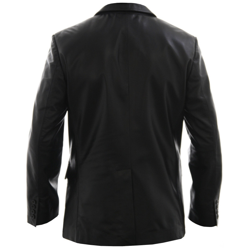 Men's Black Leather Blazer - Conrad