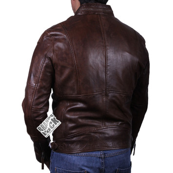 Men's Leather Biker Jacket - Calvin