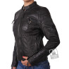 Ladies Black Leather Biker Jacket _ Tamana