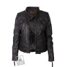 Ladies Black Leather Biker Jacket _ Tamana