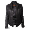 Ladies Croc Black Leather Biker Jacket - Ciara