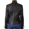 Ladies Croc Black Leather Biker Jacket - Ciara