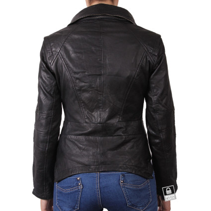 Leather Jacket Womens | Real Nappa Lamb Leather Jacket Removable Collar For Women 