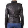 Ladies Black Leather Biker Jacket - Malibu