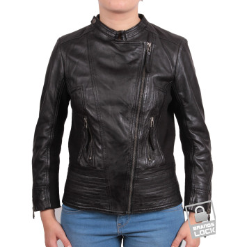 Ladies Leather Biker Jacket - Julia