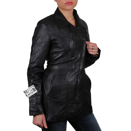 Leather Jacket Womens | Real Nappa Lamb Leather Long Jacket For Women