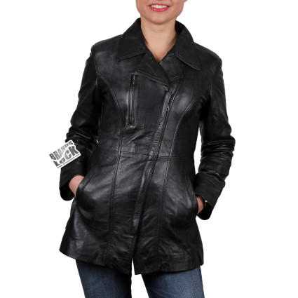 Leather Jacket Womens | Real Nappa Lamb Leather Long Jacket For Women