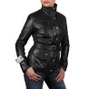 Ladies Black Leather Biker Jacket - Silic