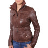 Ladies Brown Leather Jacket - Elfie