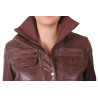 Ladies Brown Leather Jacket - Elfie