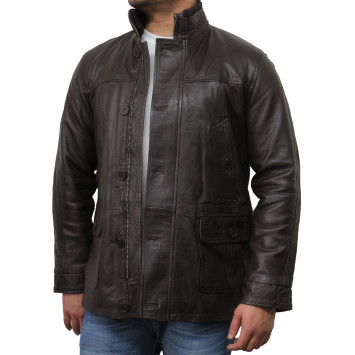 Men's Brown Leather Biker Jacket - Mathew