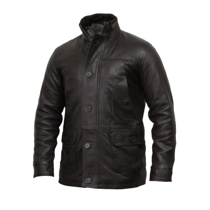 Men's Brown Leather Biker Jacket - Mathew