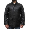 Men's Black Leather Biker Jacket - Mathew