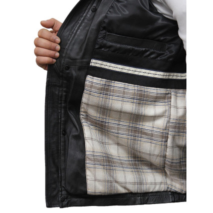 Men's Black Leather Biker Jacket - Mathew