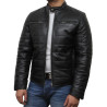 Mens Black Leather Biker Jacket - Marsh