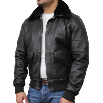 Mens Black Biker Jacket-Albert