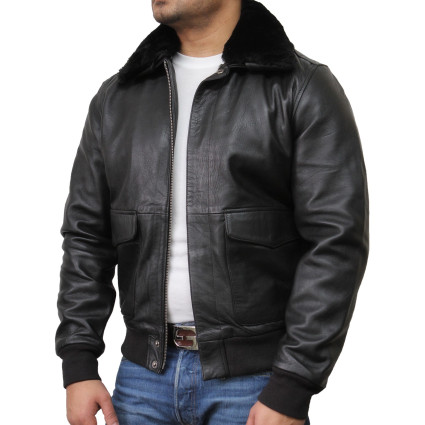 Mens Black Biker Jacket-Albert