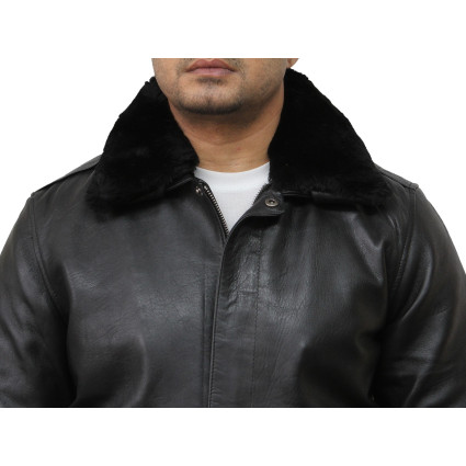 Mens Black Biker Jacket-Albert