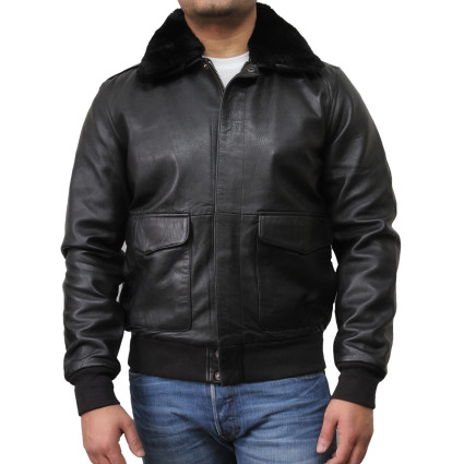Mens Black Biker Jacket-Albert