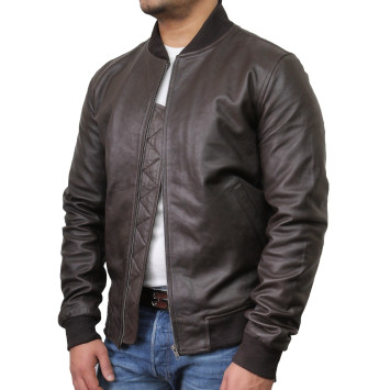 Mens Brown Leather Jacket - Bret