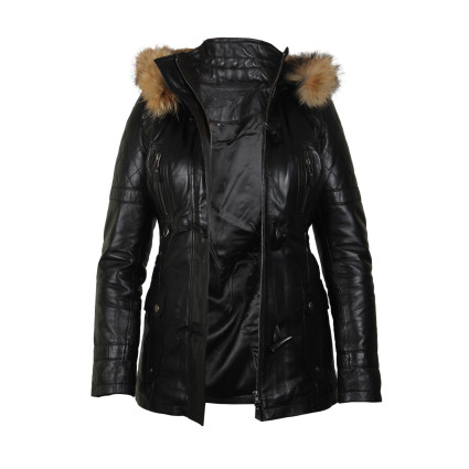 Womens Black Biker leather Jacket- Alex 