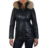 Womens Black Biker Leather Jacket-Brenda