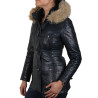 Womens Black Biker Leather Jacket-Brenda