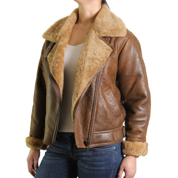 Womens Sheepskin Leather Jacket - Cass