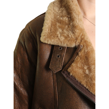 Leather Sheepskin Shearling Jacket Womens | B3 WW2 Aviator Flying Jacket