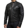 Men's Leather Biker Jacket Black - Cary