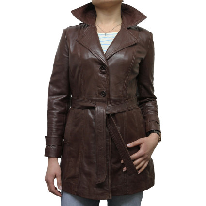 Leather Jacket Womens | Real Nappa Lamb Leather Long Jacket For Women