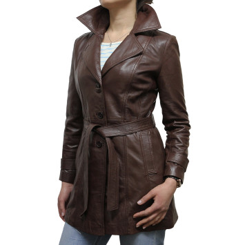 Leather Jacket Womens | Real Nappa Lamb Leather Long Jacket For Women