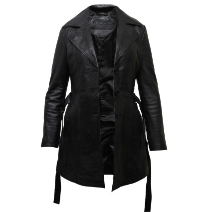 Ladies Black Leather Blazer Jacket - West