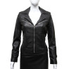 Ladies Women's Black Vintage Real Leather Biker Jacket-Hannah