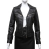 Ladies Women's Black Vintage Real Leather Biker Jacket-Hannah