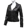 Ladies Women's Black Vintage Real Leather Biker Jacket-Hannah