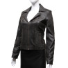 Ladies Women's Brown Vintage Real Leather Biker Jacket-Hannah
