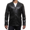 Men's Black Leather Blazer - Typo