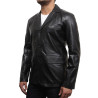 Men's Black Leather Blazer - Typo