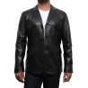 Men's Black Leather Blazer - Typo