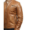 Men's Tan  Leather Biker Jacket Iconic Style- Bryan